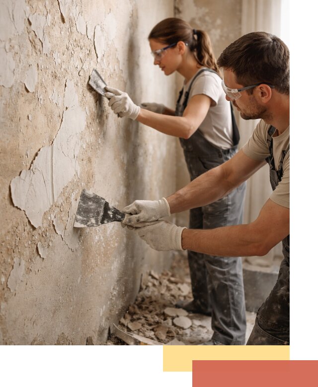 Снятие старой шпаклевки и подготовка поверхностей в Ижевске