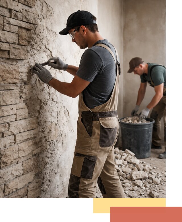 Демонтаж декоративного камня в Ижевске профессионально и безопасно