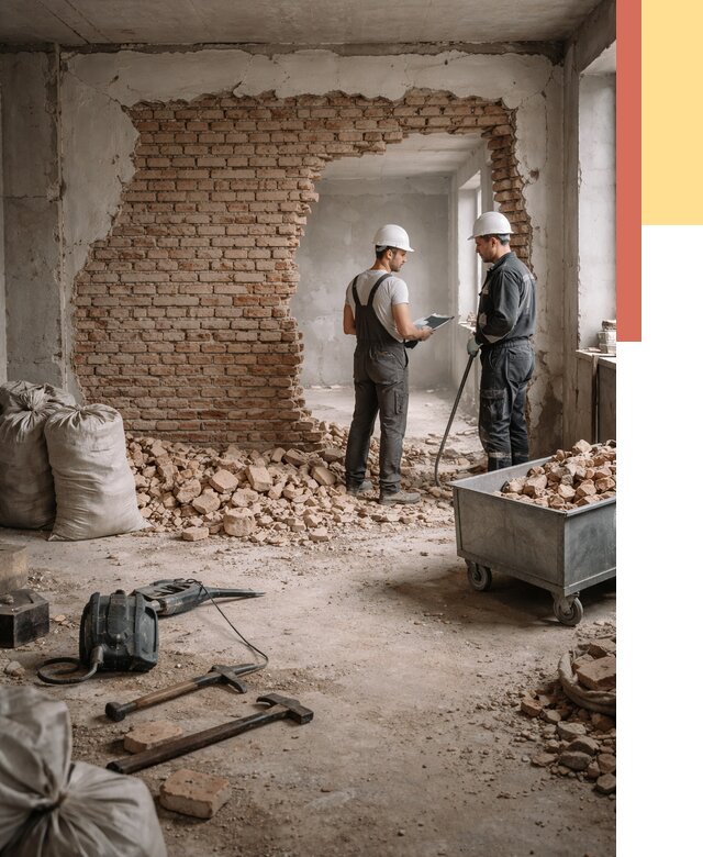 Демонтаж кирпичных стен в Ижевске от 4363 руб. — быстро, недорого, под ключ | ОТДЕЛОЧНИК-Жвс