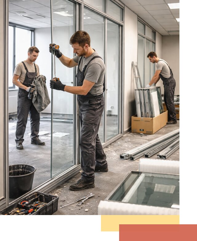 Демонтаж стеклянных перегородок в Ижевске быстро и безопасно