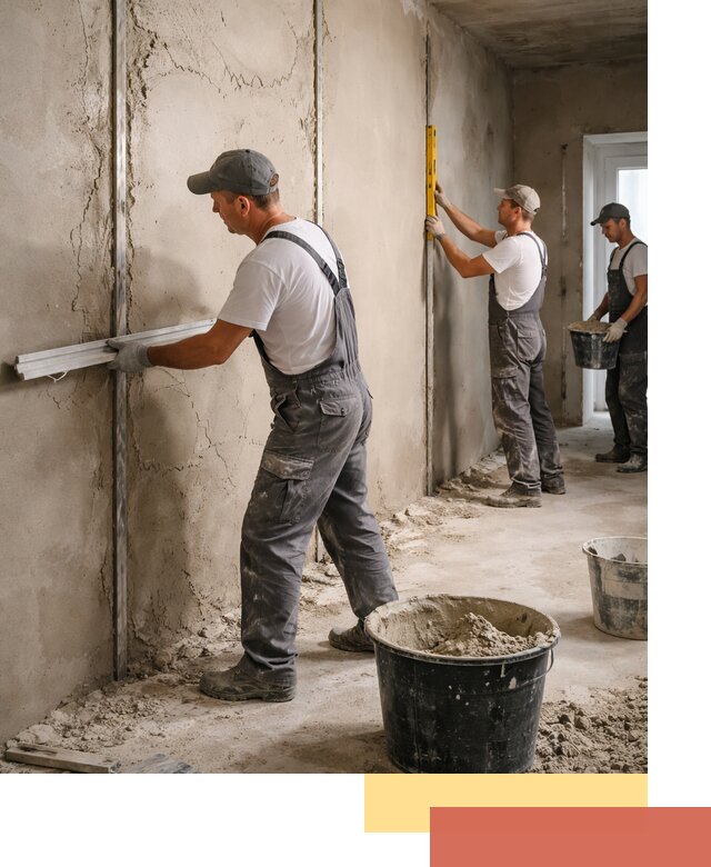 Штукатурка стен по маякам в Ижевске — точная и ровная поверхность