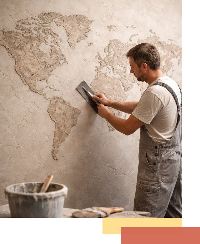 Декоративная штукатурка «Карта мира» под ключ в Ижевске