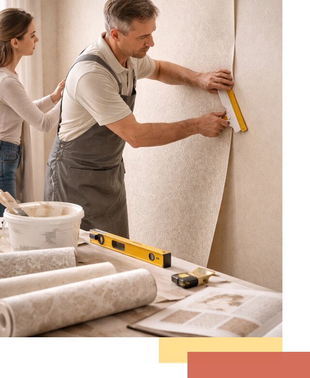 Поклейка обоев с подбором рисунка в Ижевске