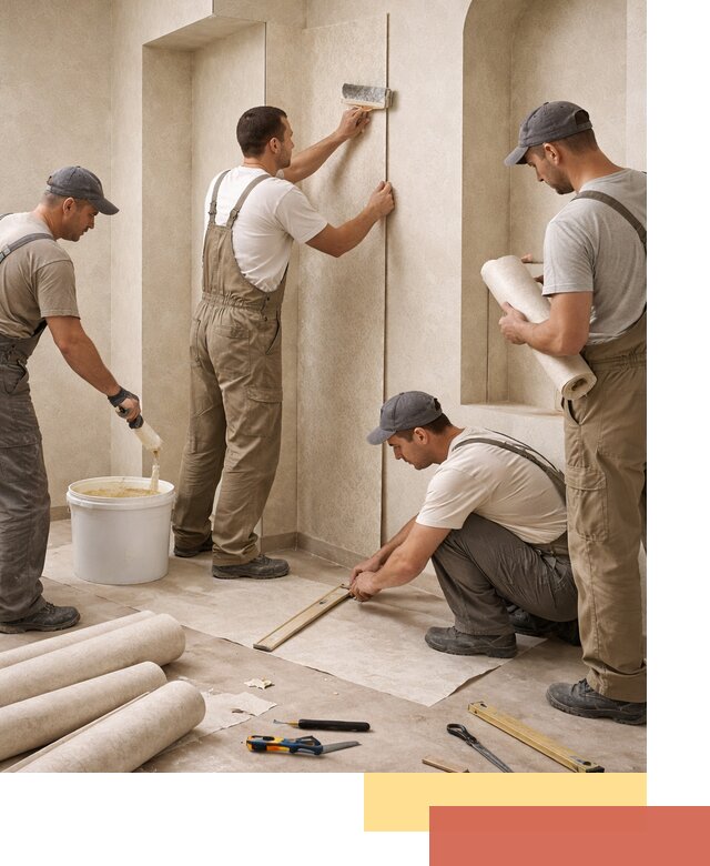 Поклейка обоев на сложные стены и неровные поверхности в Ижевске