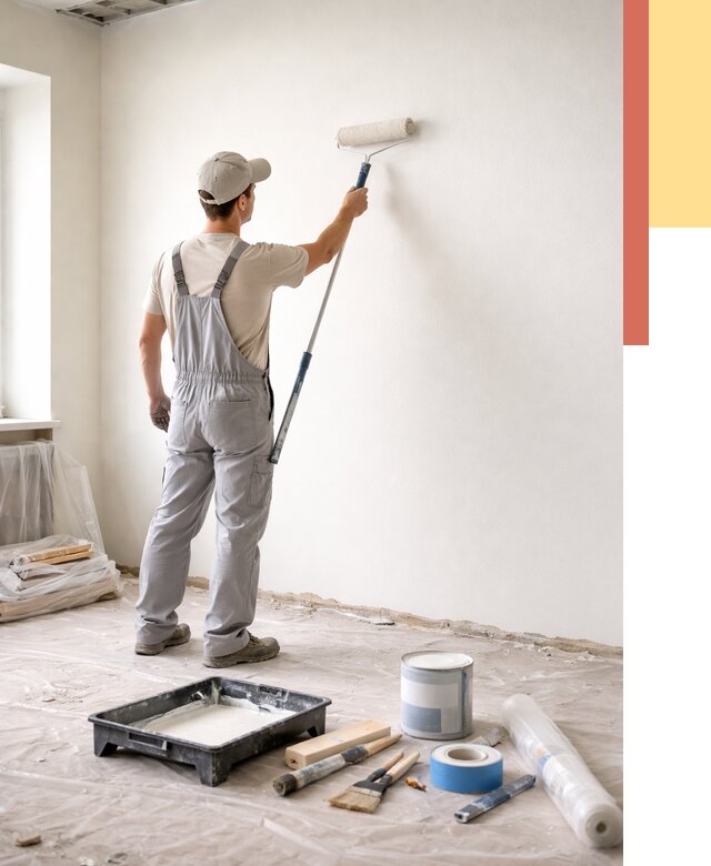 Покраска стен водоэмульсионной краской в Ижевске от 467 руб. за м² | ОТДЕЛОЧНИК-Жвс