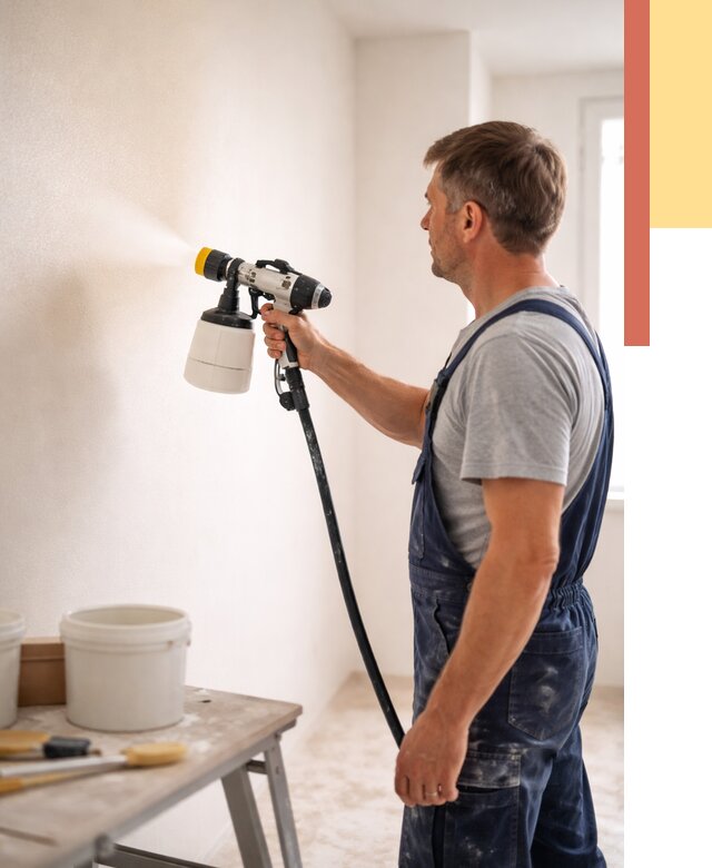 Покраска стен краскопультом в Ижевске от 7790 руб. — механизированная покраска | ОТДЕЛОЧНИК-Жвс