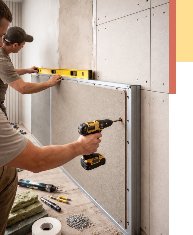 Шумоизоляция стен панелями ЗИПС в Ижевске от 2285 руб./м² под ключ | ОТДЕЛОЧНИК-Жвс