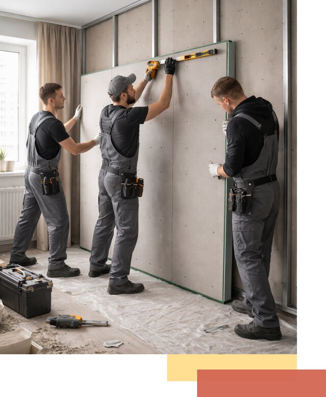 Шумоизоляция стен панелями ЗИПС в Ижевске для жилых и коммерческих помещений