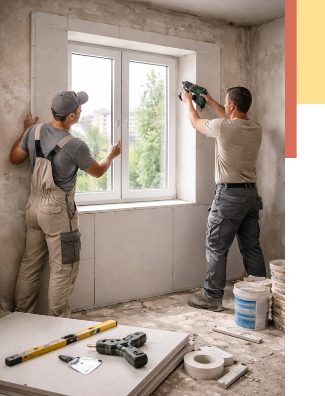 Монтаж откосов из гипсокартона в Ижевске от 4674 руб. под ключ | ОТДЕЛОЧНИК-Жвс