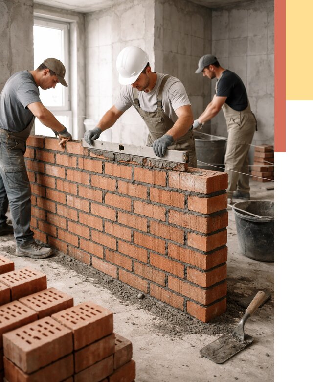 Кладка перегородок из кирпича в Ижевске от 3635 руб. за м² | ОТДЕЛОЧНИК-Жвс