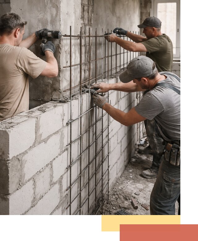 Армирование кладки перегородок в Ижевске профессионально и надёжно
