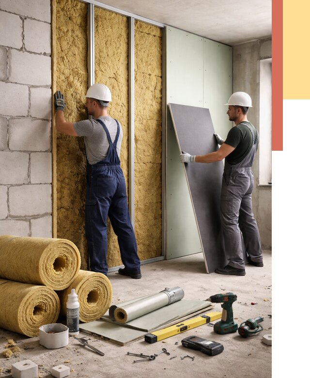 Шумоизоляция перегородок из блоков в Ижевске от 1922 руб./м² — быстро и недорого | ОТДЕЛОЧНИК-Жвс