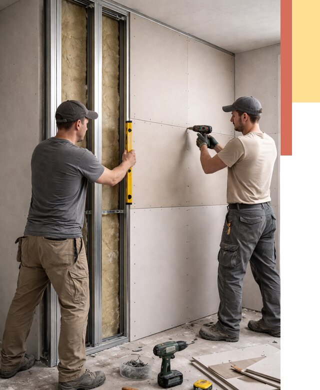 Монтаж двухслойной перегородки из гипсокартона в Ижевске от 1506 руб. | ОТДЕЛОЧНИК-Жвс