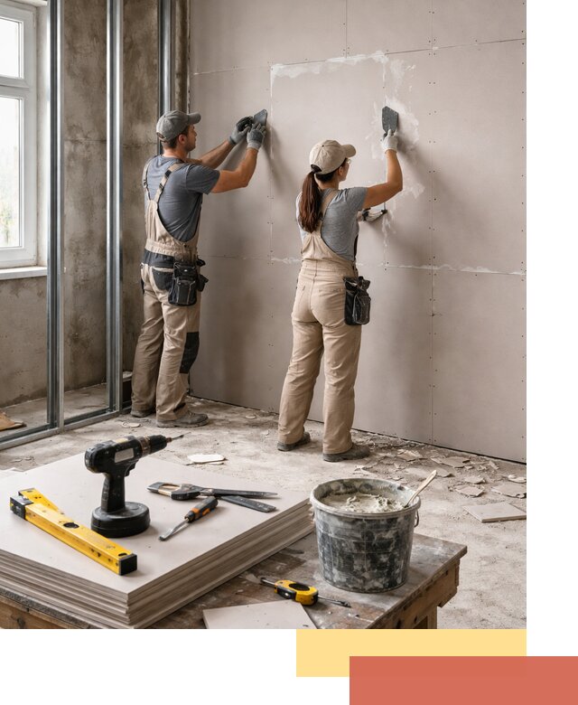 Монтаж двухслойной перегородки из гипсокартона в Ижевске