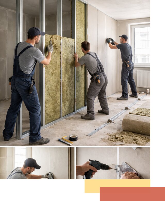 Перегородка из гипсокартона с шумоизоляцией в Ижевске — монтаж под ключ