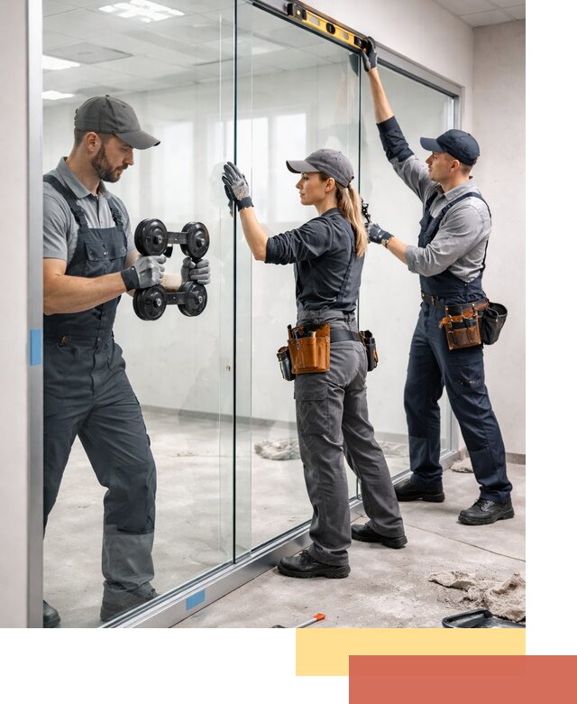 Профессиональный монтаж стеклянных перегородок в Ижевске