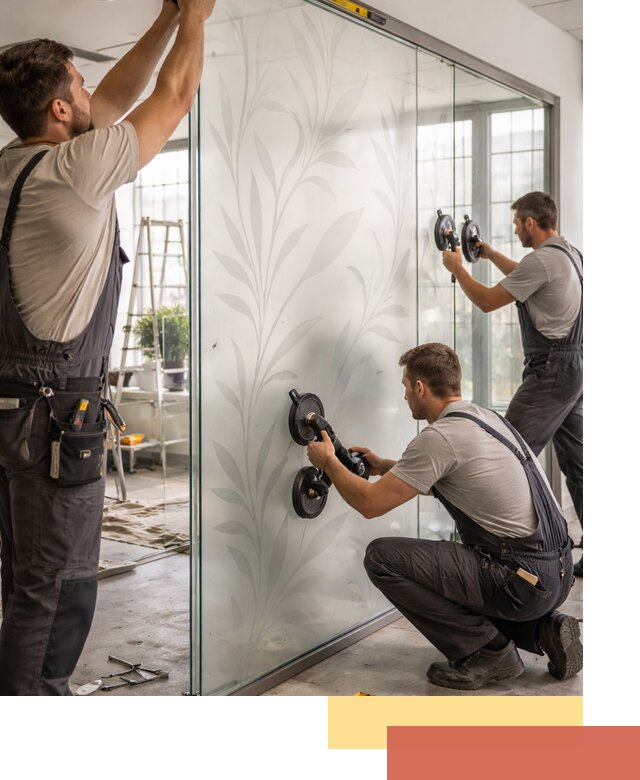 Стеклянные перегородки с рисунком на заказ в Ижевске