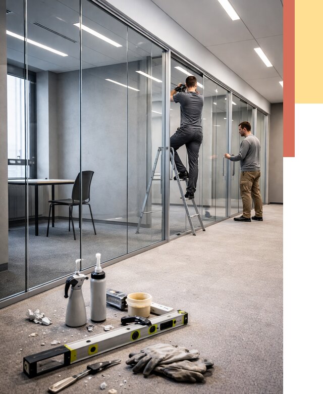 Стеклянные офисные перегородки в Ижевске от 8829 руб. — монтаж и установка | ОТДЕЛОЧНИК-Жвс