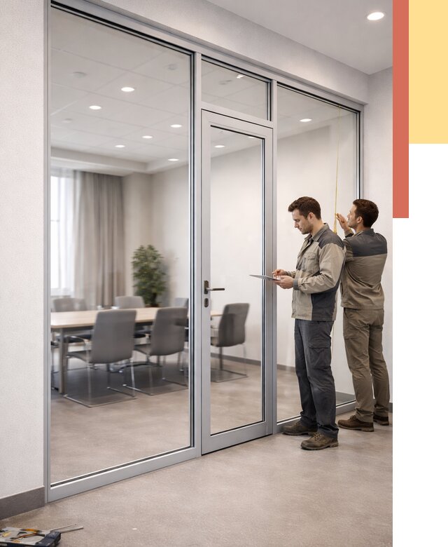 Установка и монтаж алюминиевых перегородок со стеклом в Ижевске от 8517 руб. | ОТДЕЛОЧНИК-Жвс