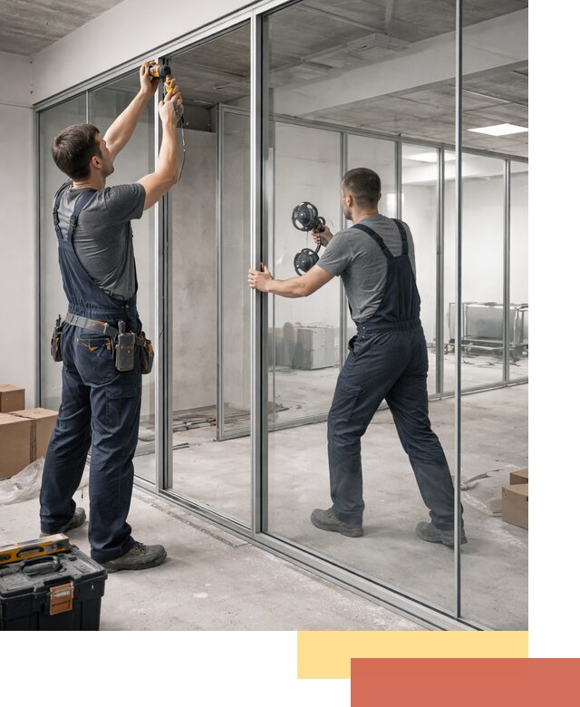 Алюминиевые перегородки со стеклом в Ижевске — изготовление и монтаж