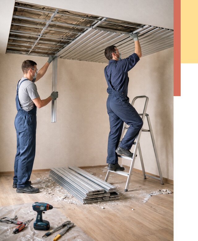 Демонтаж реечного потолка в Ижевске от 4674 руб. быстро и недорого | ОТДЕЛОЧНИК-Жвс