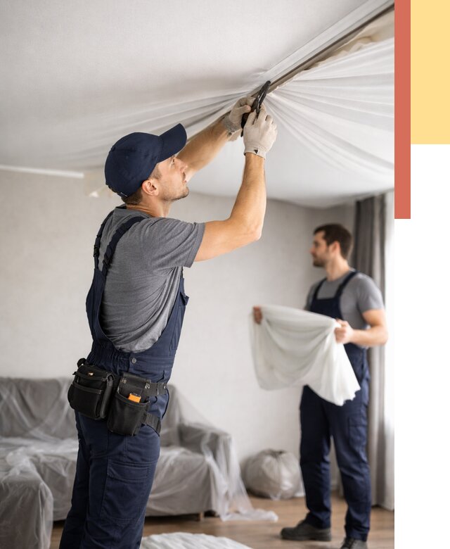 Демонтаж натяжного потолка в Ижевске от 4674 руб. — снятие и разбор под ключ | ОТДЕЛОЧНИК-Жвс