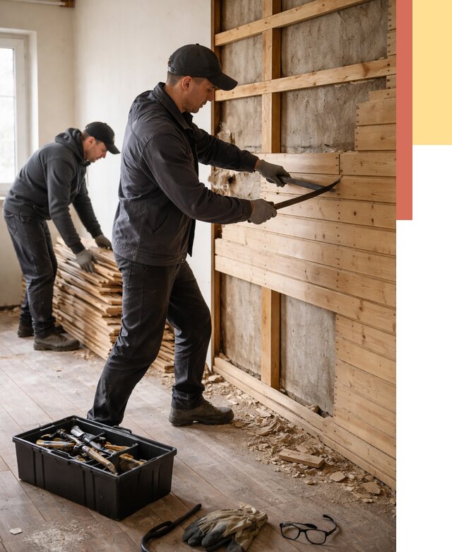 Демонтаж вагонки в Ижевске от 3947 руб/м2 — быстро и недорого | ОТДЕЛОЧНИК-Жвс