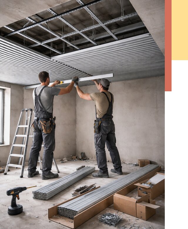 Монтаж реечного потолка в Ижевске от 4674 руб. под ключ | ОТДЕЛОЧНИК-Жвс