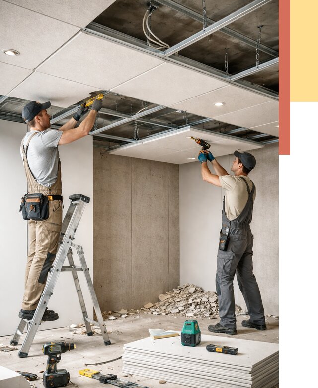 Монтаж акустического потолка в Ижевске от 6752 руб/м2 — быстро и недорого | ОТДЕЛОЧНИК-Жвс