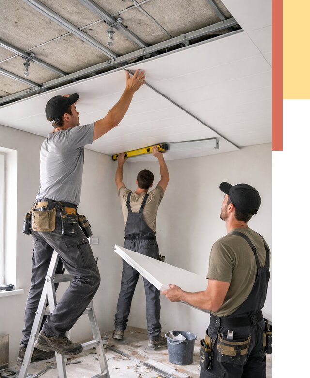 Монтаж потолка из ПВХ панелей в Ижевске от 3635 руб./м2 — быстро и недорого | ОТДЕЛОЧНИК-Жвс