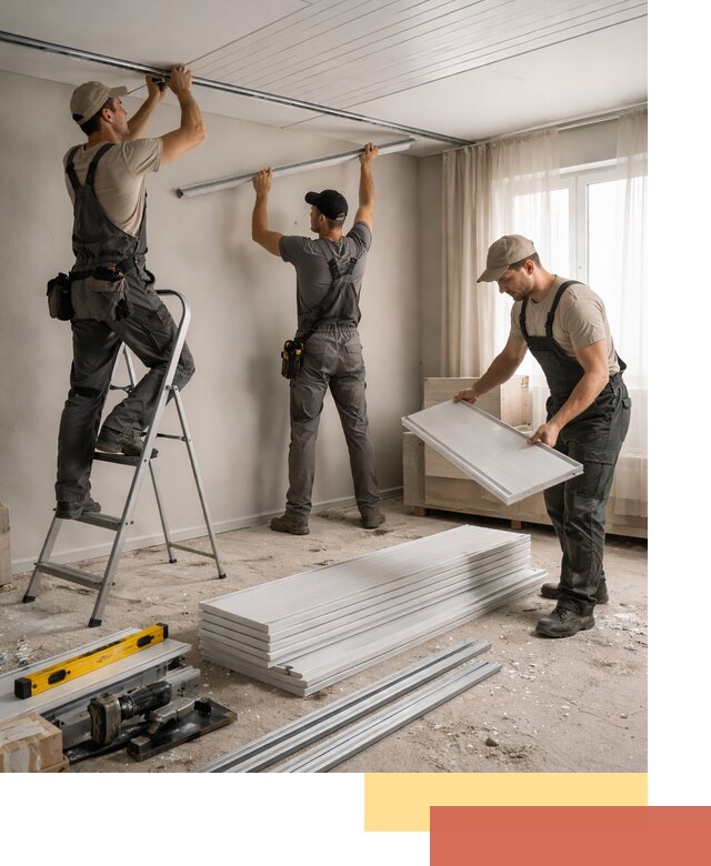 Монтаж потолка из ПВХ панелей в Ижевске оперативно и качественно