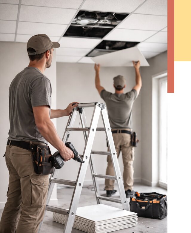 Обслуживание подвесного потолка в Ижевске от 3635 руб. — быстро и недорого | ОТДЕЛОЧНИК-Жвс