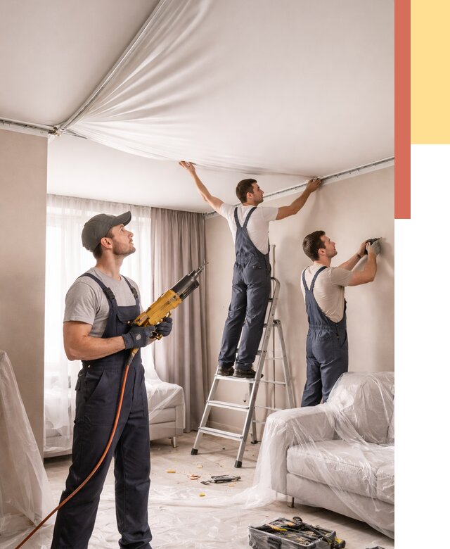 Установка натяжного потолка в Ижевске от 4674 руб. | Быстро и недорого — ОТДЕЛОЧНИК-Жвс