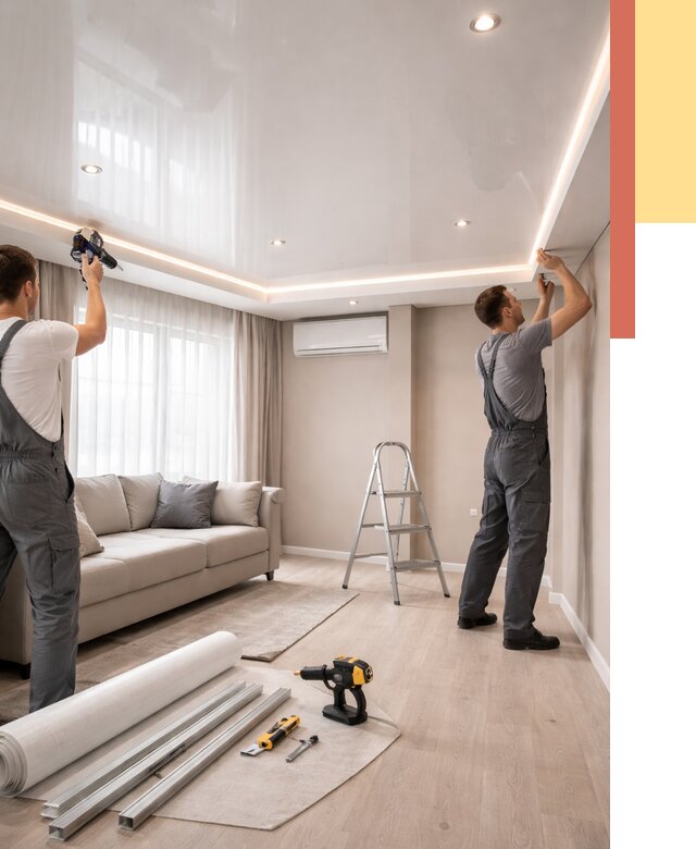 Монтаж глянцевого натяжного потолка в Ижевске от 779 руб. под ключ | ОТДЕЛОЧНИК-Жвс