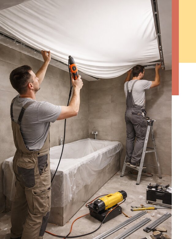 Монтаж натяжного потолка в ванной в Ижевске от 1246 руб. под ключ | ОТДЕЛОЧНИК-Жвс