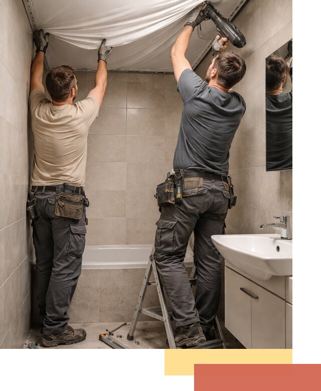 Монтаж натяжного потолка в ванной в Ижевске быстро и качественно