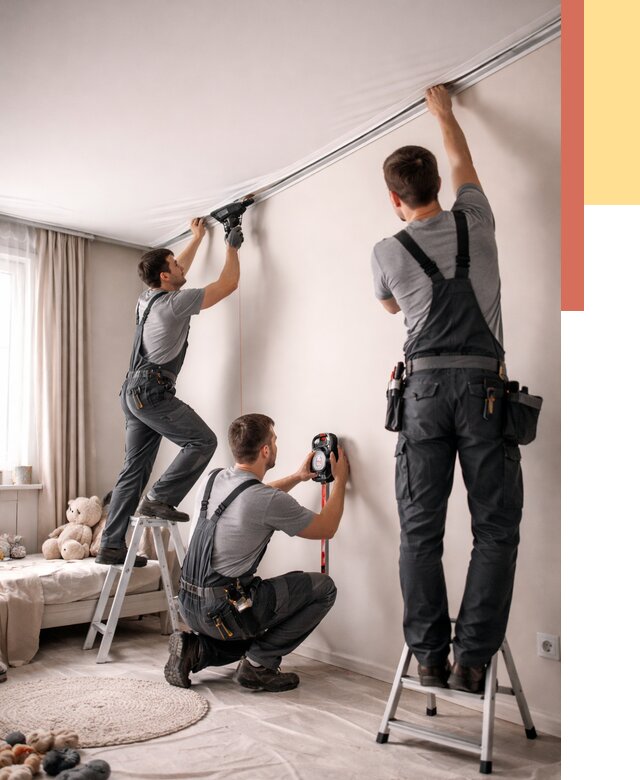 Монтаж натяжного потолка в детской в Ижевске от 3635 руб. — быстро и недорого | ОТДЕЛОЧНИК-Жвс