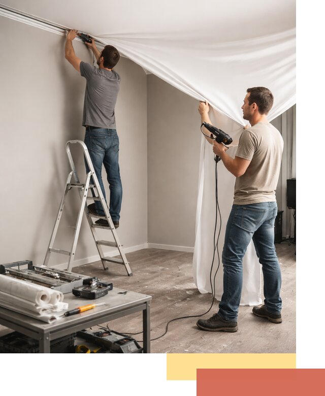 Монтаж натяжного потолка в студии в Ижевске