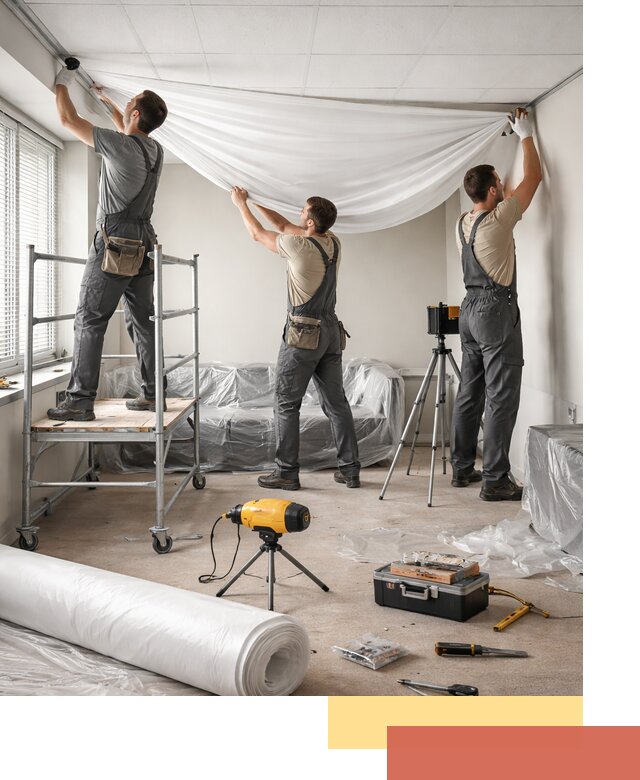 Монтаж натяжного потолка в офисе в Ижевске