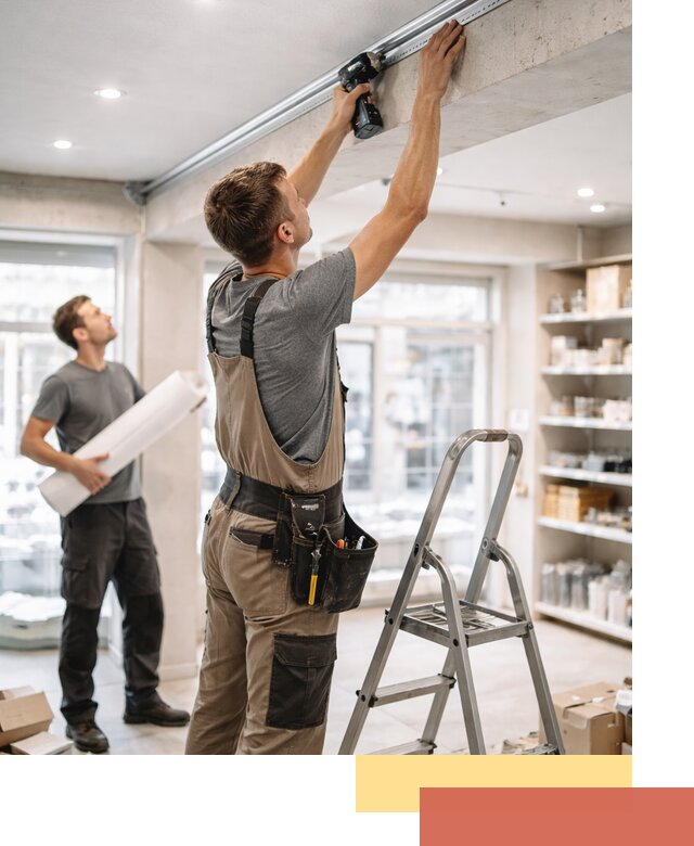 Монтаж натяжных потолков в магазине в Ижевске