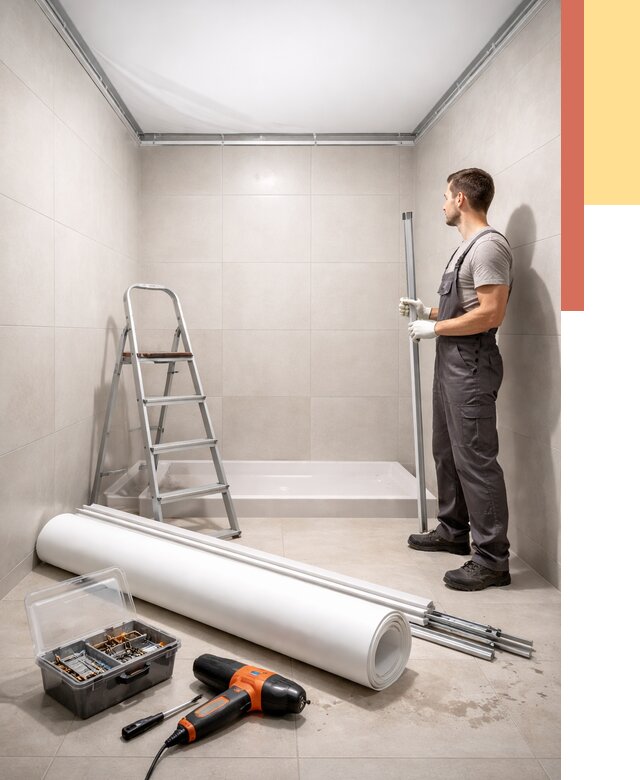 Монтаж натяжного потолка в санузле в Ижевске от 1922 руб. — ОТДЕЛОЧНИК-Жвс