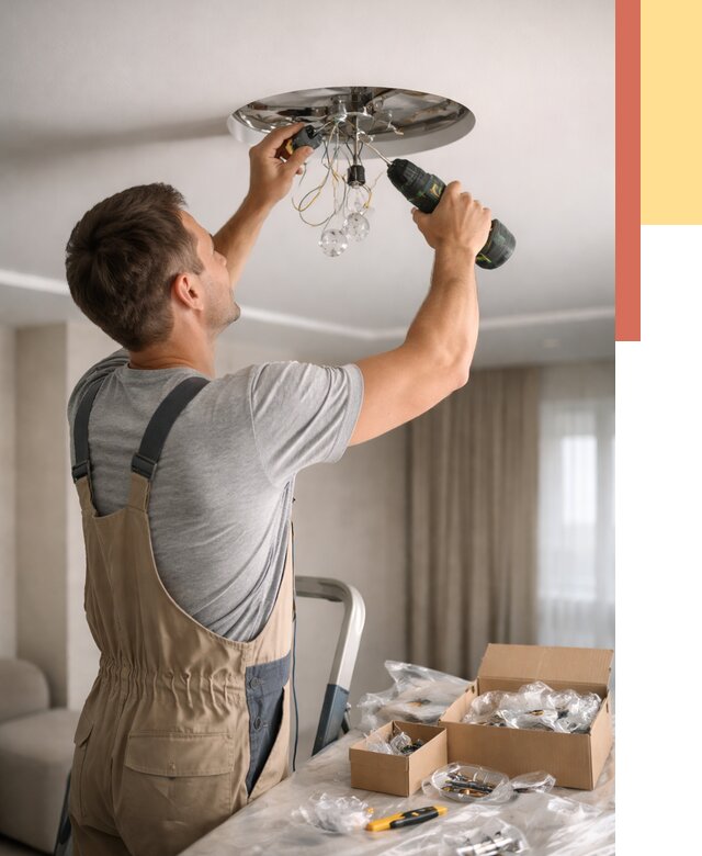 Установка люстры в натяжной потолок в Ижевске от 1246 руб. | Быстро и недорого — ОТДЕЛОЧНИК-Жвс