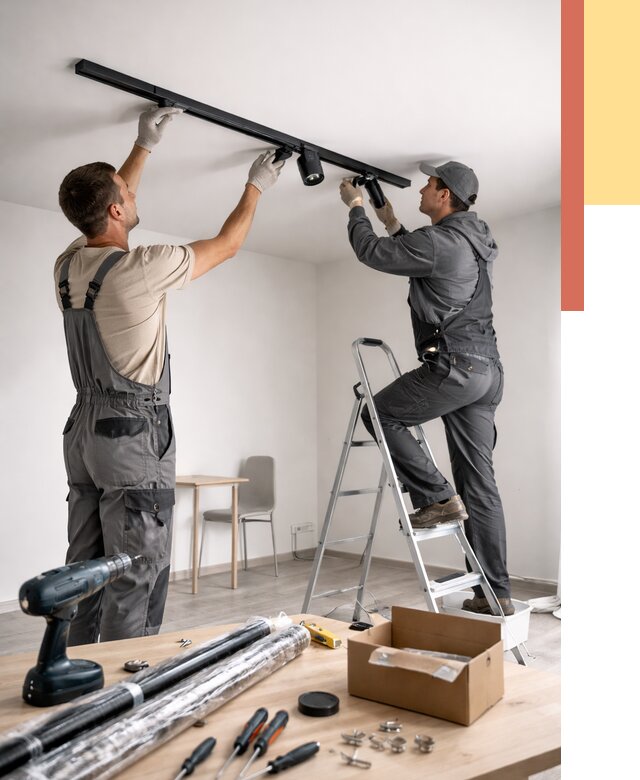 Установка трековых светильников в натяжной потолок в Ижевске от 4363 руб. | ОТДЕЛОЧНИК-Жвс