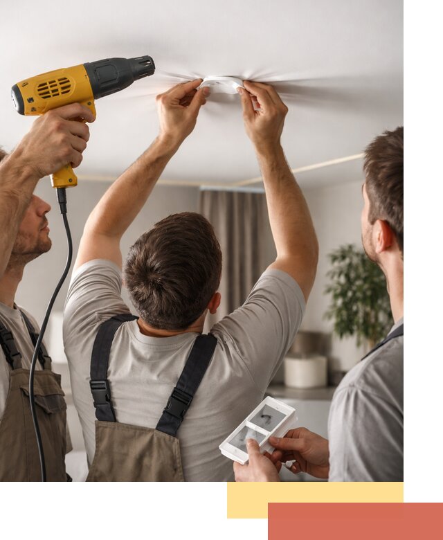 Ремонт прокола полотна натяжного потолка в Ижевске