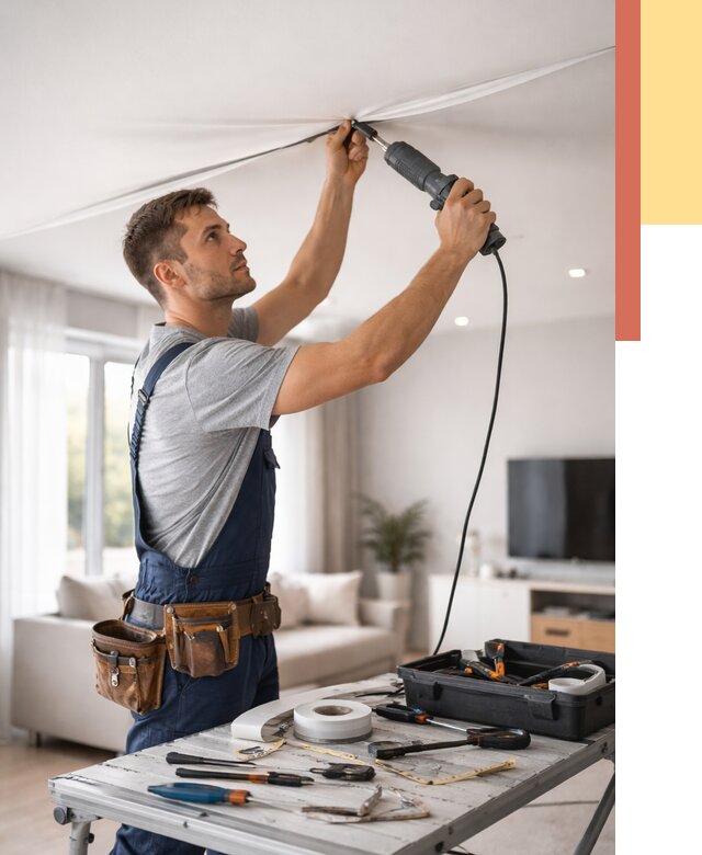 Ремонт натяжных потолков в Ижевске от 9868 руб. под ключ — ОТДЕЛОЧНИК-Жвс