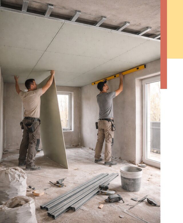 Одноуровневый потолок из гипсокартона в Ижевске от 779 руб. — монтаж под ключ | ОТДЕЛОЧНИК-Жвс