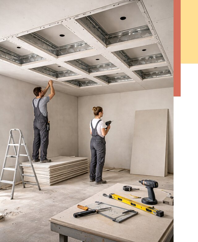 Кессонный потолок из гипсокартона в Ижевске от 1922 руб. — монтаж и под ключ | ОТДЕЛОЧНИК-Жвс