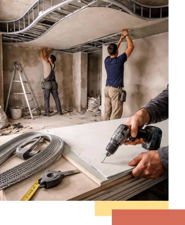 Криволинейный потолок из гипсокартона в Ижевске — монтаж и отделка