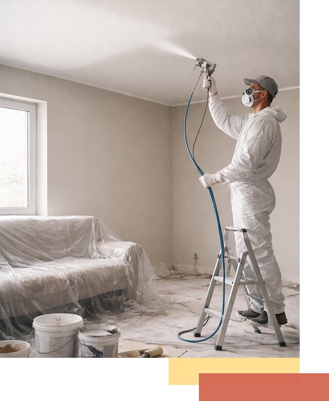 Покраска потолка краскопультом в Ижевске быстро и качественно